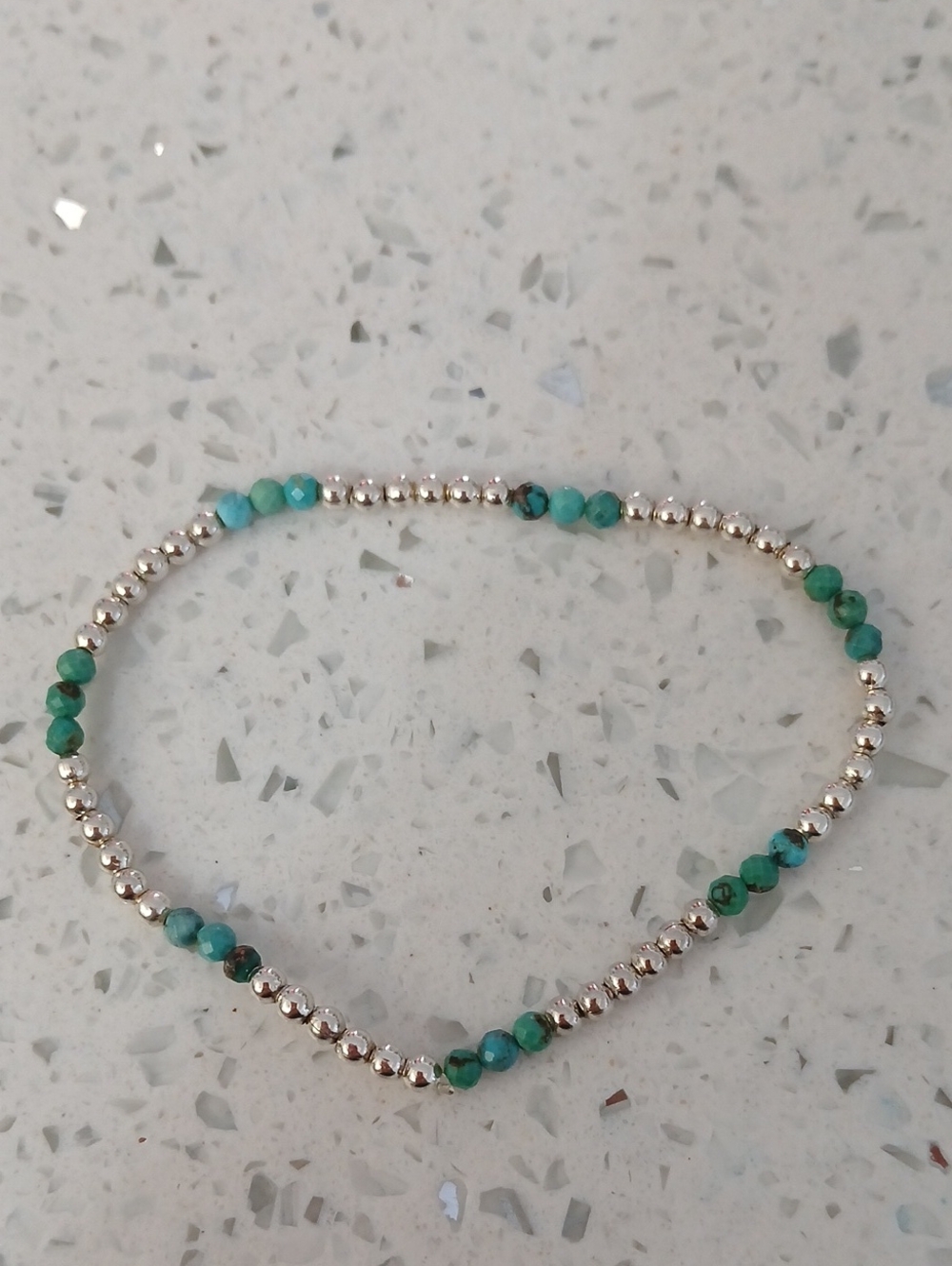 Turquoise Bead Bracelet - Silver Accents